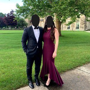 Vince Camuto High/Low Trumpet Gown in Plum